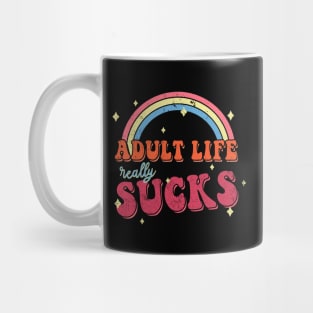 Adult Life // 80s Kid, Retro Cartoon Vintage Funny Quotes Mug